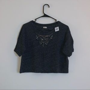 Gray Hollister Jewel Crop Top